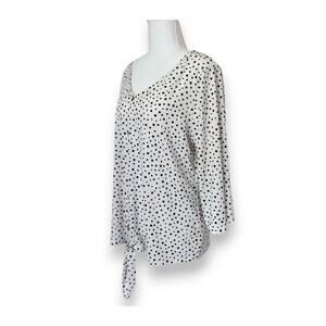 Late August, Dotted Wooden Button Tie-Waist Blouse - Size XL
